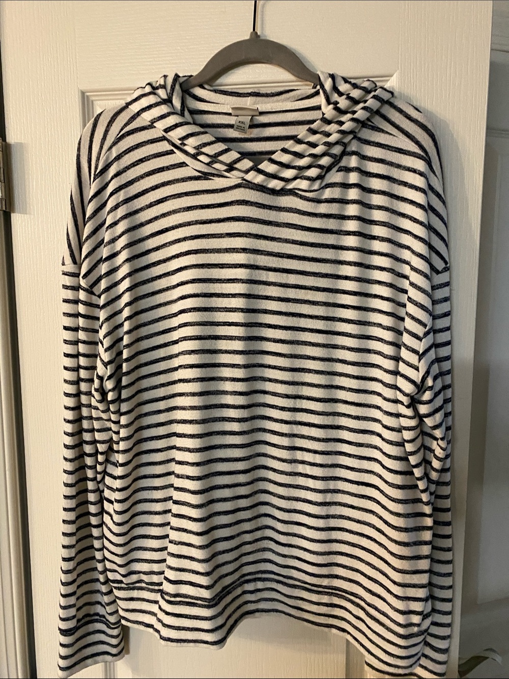 A New Day Striped White and Black Hooded Sweatshirt